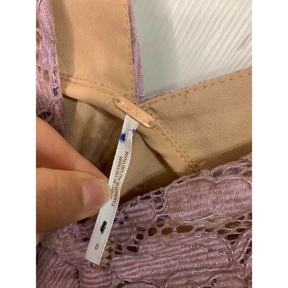 Free People Dangerous Love‎ Lace Overlay Mini Dress Purple Size 8 NWOT $108 - Picture 6 of 7